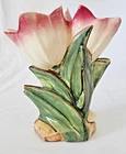 Vintage 1940's McCoy Double Tulip Vase Pink Tips , Good Condition No Chips
