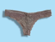 Vtg Victoria's Secret Velvet Pink XS Panty Shiny Lace Dream Angels Thong