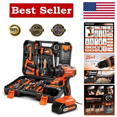 20V Cordless Drill & 120-Piece Tool Kit - Perfect for Home Repairs & Projects