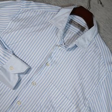 Etro 42 Shirt Mens 42 Blue Stripe Regular Fit...