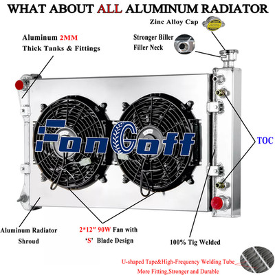 4 Row Radiator Shroud Fan For 88-97 Chevy GMC C1500/ C2500 K1500 K2500 4.3L/5.7L