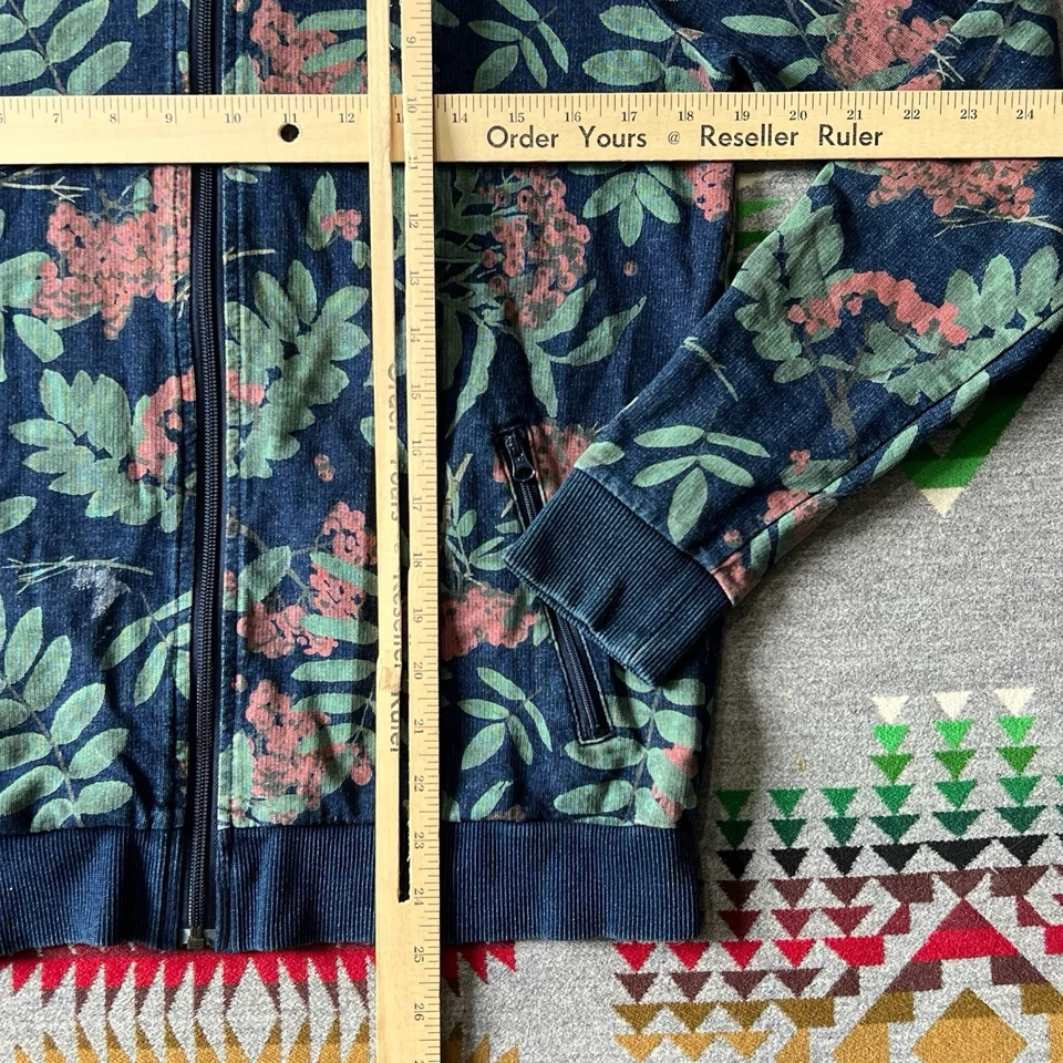 Jaqueta de atletismo Adidas feminina grande floral zíper completo bombardeiro trevo logotipo colorido D5 - Imagem 4 de 4