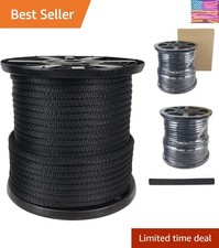 1/2 inch Black Dacron Polyester Rope - 250 Foot Spool  Solid Braid - Industr...