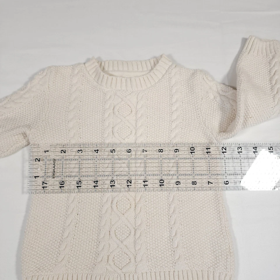 Suéter Janie and Jack Niños 18-24 Meses Crema Cable Tejido Algodón Mezcla Lana Foto 3 de 4