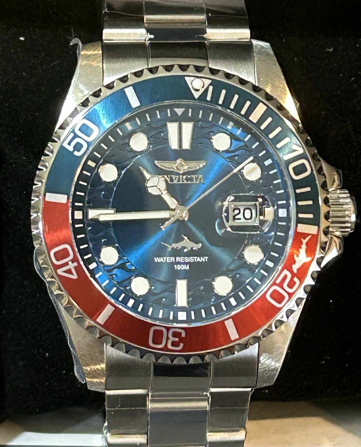 Curve Blue, 43mm ***Brand Box*** in Pro Steel Men's Watch Diver Invicta NEW - vintagewatches.pk