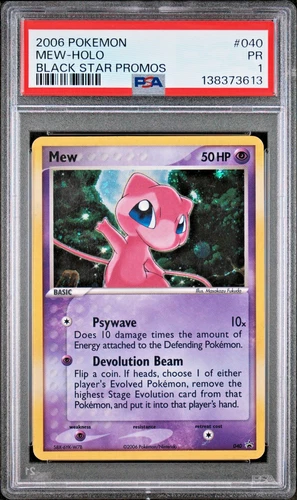 New ListingPSA 1 PR 2006 Pokemon Mew Holo Foil Rare 040 40 Black Star Promos