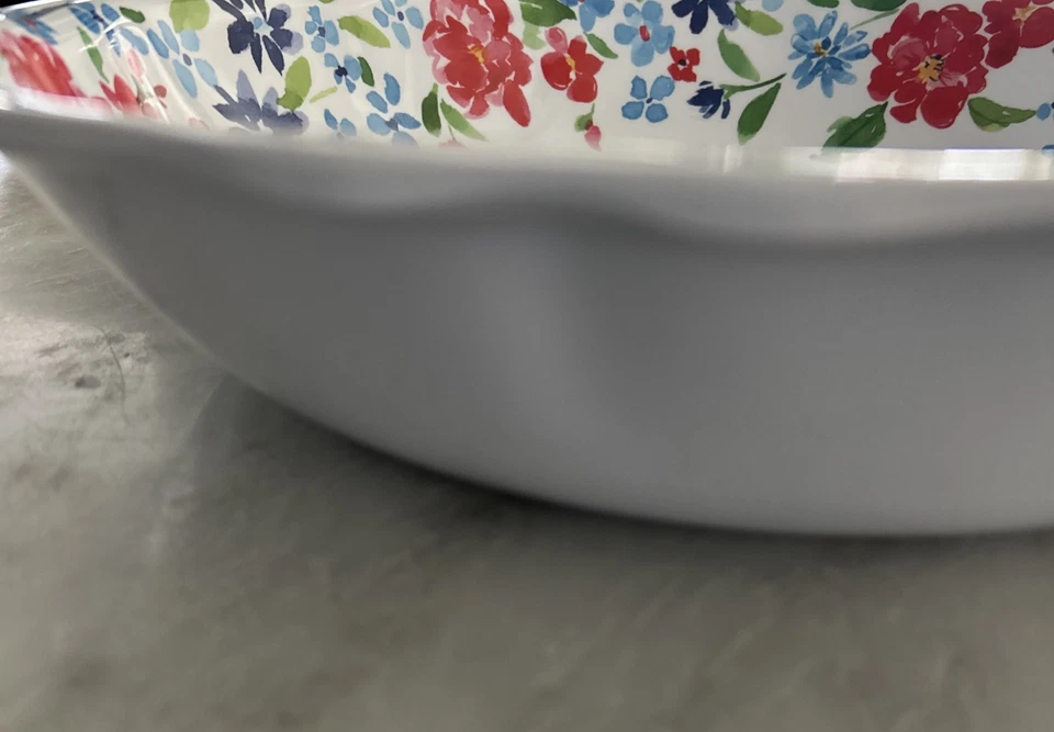 RARO The Prairie Rachel Ashwell Rojo y Azul Floral 13.75” CHIP BOWL Melamina HVY Foto 4 de 4