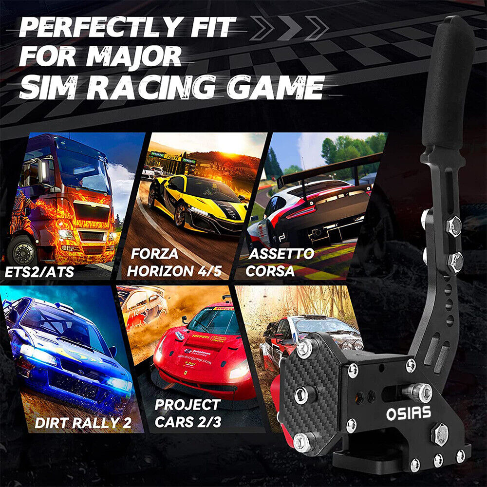 64 Bit USB PC Handbrake, Sim Handbrake Compatible with Logitech G27 G29  G920 T500 T300 Linear E Brake for Sim Racing Games DiRT Rally 2/4, LFS