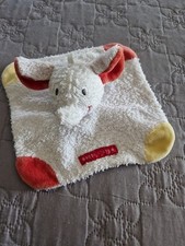 Doudou éléphant plat SUCRE D'ORGE blanc Éponge 