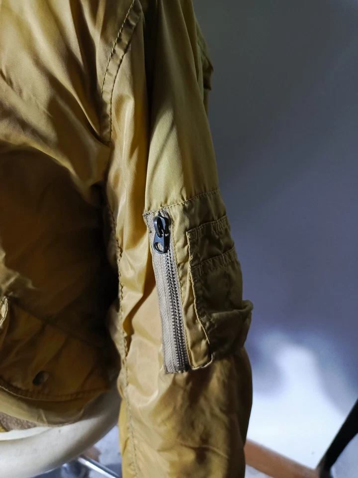 UPRIGHT Bomber Jacket Full Zip Double Sided Olive / Orange | Pit:21.5, Length:25 - Image 3 of 4