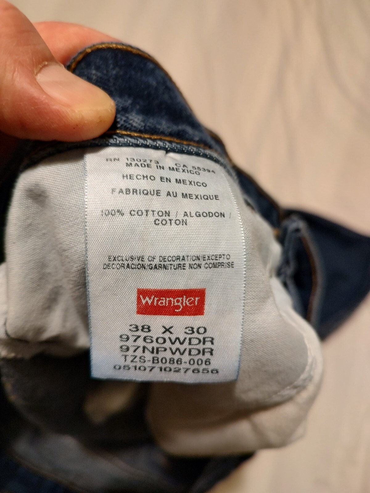 Wrangler Jeans Men's 38 X 30 Straight Leg Blue 9760WDR