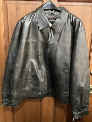 ジャケット・アウター ST.JOHN'S BAY Leather Jacket Vintage St.John's Bay Men's Black Motorcycle Leather Jacket Size