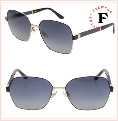 JIMMY CHOO SIA Black Gold Oversized Gradient Metal Glitter Sunglasses SIAF