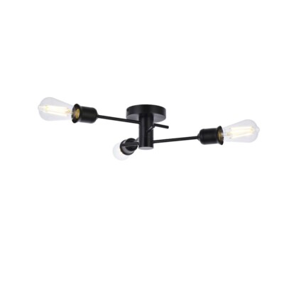 Living District Xavier 3 Light Flush Mount, Black - LD7049F18BK