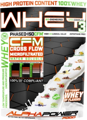 ALPHAPOWER FOOD® CFM 100% Whey Protein 3-Complex 1k Beutel
