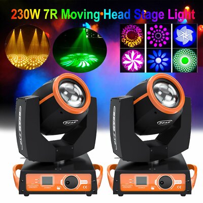 2 X 7R Sharpy 230W Zoom Moving Head Beam Light 16 Prism DJ Club Stage Lighting