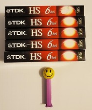 NEW Sealed TDK VHS Video Tapes HS T-120, 6 Hour Premium Quality 5 Pack