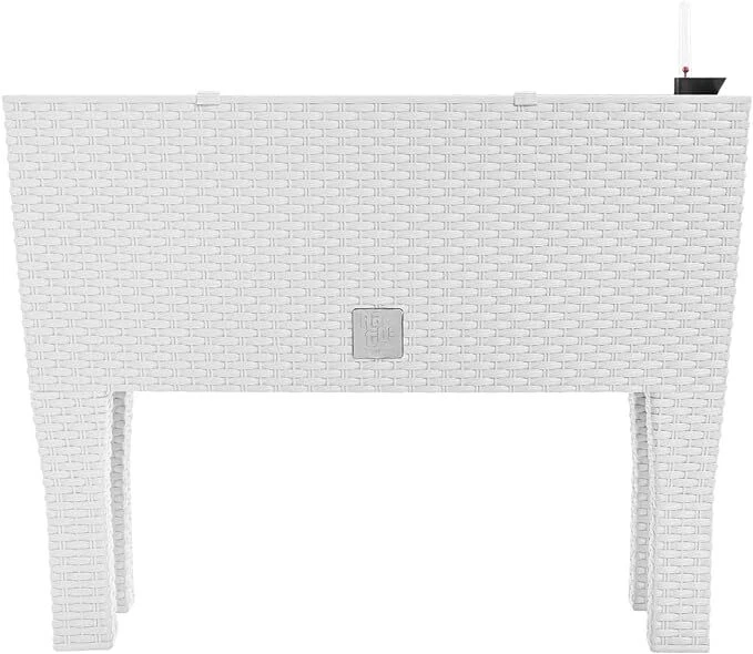 Plant Pot Rectangular Legs Rattan Garden Planters Indoor Outdoor White - Image 3 of 4