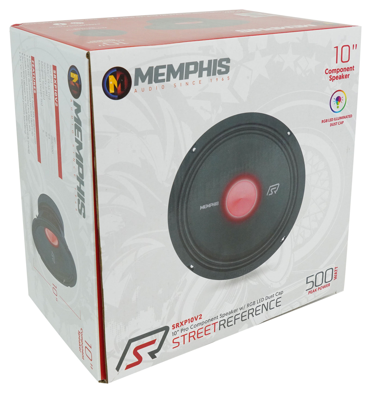 Автомобильный среднечастотный динамик Memphis Audio SRXP10V2 SRX Pro 10 мощностью 500 Вт 4 Ом со светодиодной подсветкой средних частот