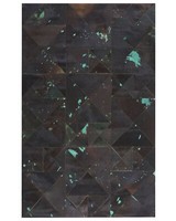 Lederteppich Kuhfell Braun / Blau Rechteckig 140 X 200 Cm Patchwork Atalan