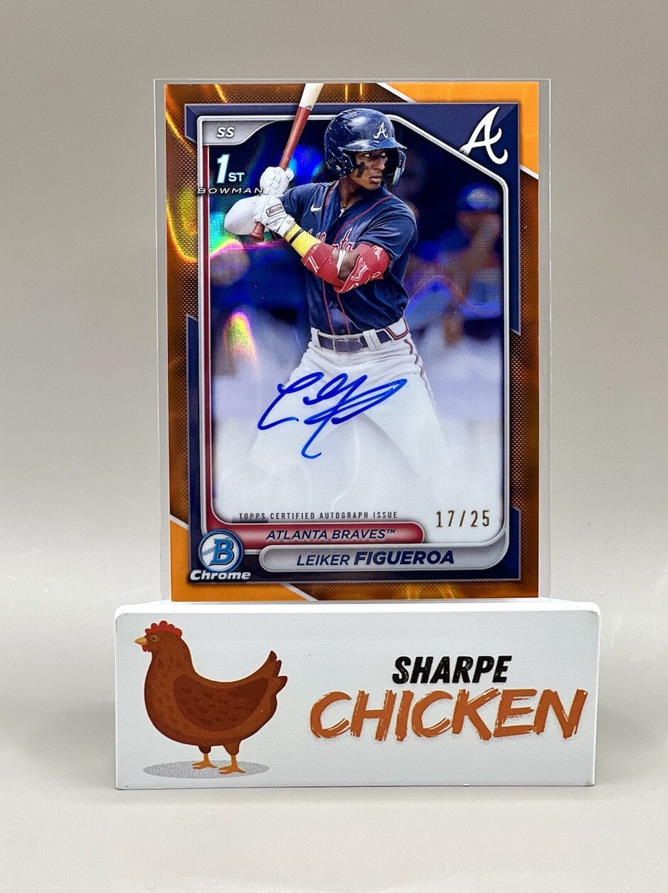 2024 Topps Bowman Chrome Leiker Figueroa 1st Bowman Autograph Orange Lava /25