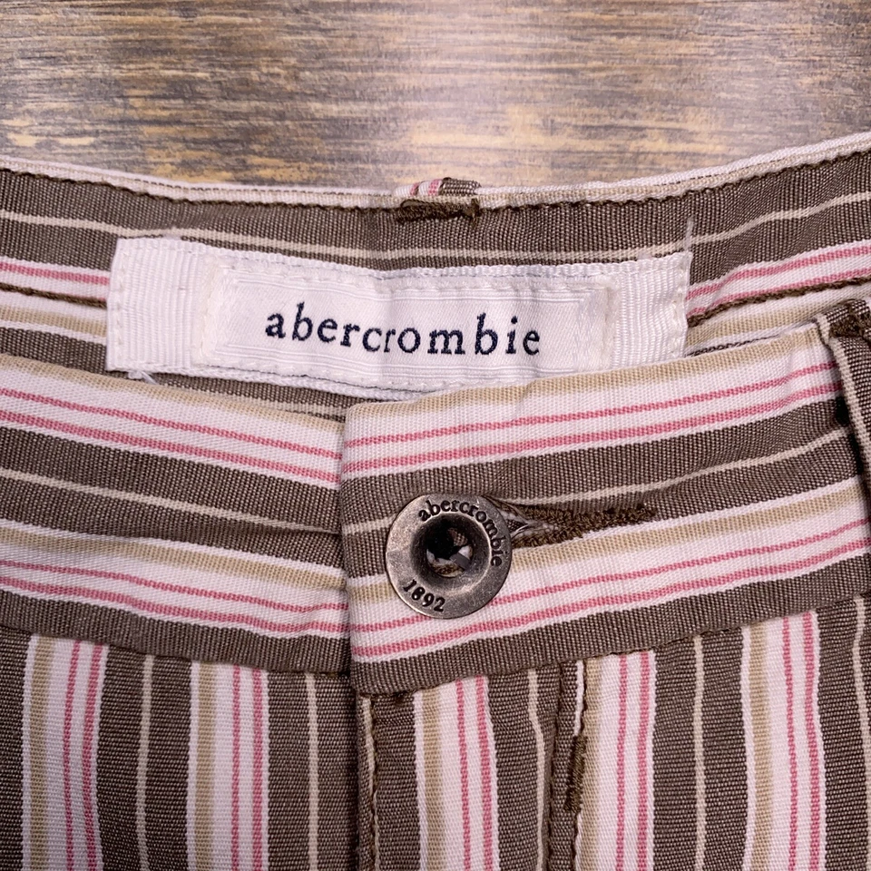 Pantalones Cortos Abercrombie Niños Niñas 14 Marrón Rayas Elastizados Foto 4 de 4