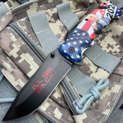 8.5'' Trump I'll Be Back 2024 MAGA Spring Assisted Open Folding Pocket Knife NEW