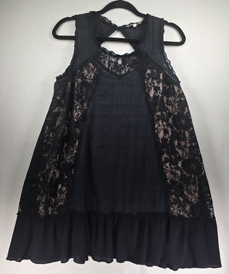Mystree Dress Womens Medium Black Lace Whimsy Mall Goth Flowy Sleeveless  Y2K | eBay