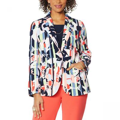 DG2 by Diane Gilman Women's Stretch Crepe Printed Blazer XS S L XL
