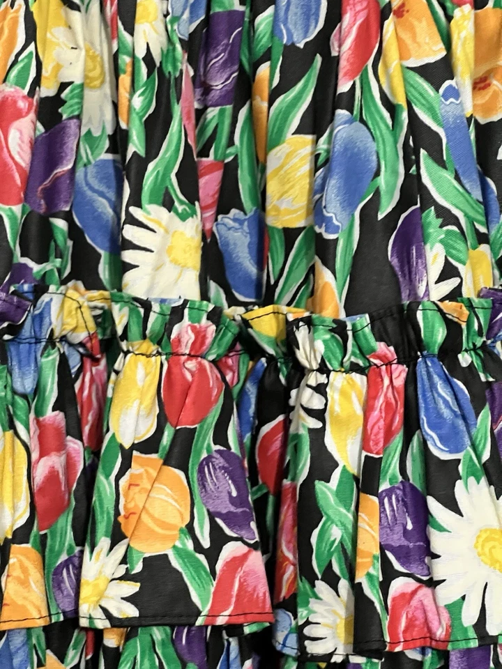 Vtg Med 3 Pc Ultra Flowy  Ruffles Rodeo Maximalist Tulip  Bright Rockabilly - Image 3 of 4