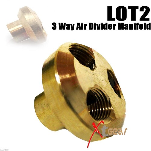 2PC 3 Way Air Divider Manifold Compressors Couplers Inlet/Outlets Solid