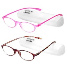 Calabria 719 Flexie Oval Reading Glasses 0.50 Fuschia/Mutli 2 Pack Men/Women
