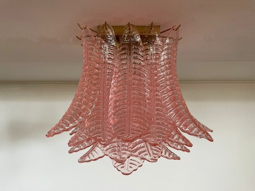Murano ceiling lamp – 32 pink felci glasses - Picture 3 of 16