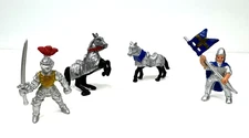 Safari Ltd Miniature Medieval Knights and Horses Lot Of 4 Miniature Figures