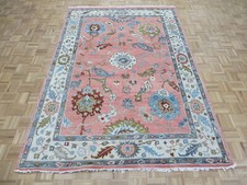 6'2 x 8'10 Hand Knotted Pink Colorful Turkish Oushak Oriental Rug G11368