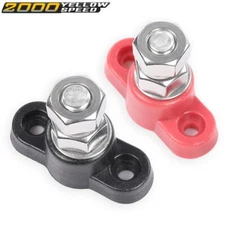 Red & Black Junction Block Power Post Set Insulated Terminal Stud 3/8" USA