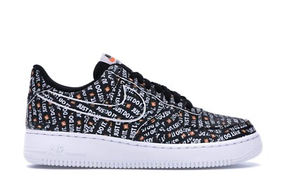 NIKE AIR FORCE 1 LV8 (PS) ''JUST DO IT LOGO'' BLACK ORANGE SZ 9C Unisex EUC