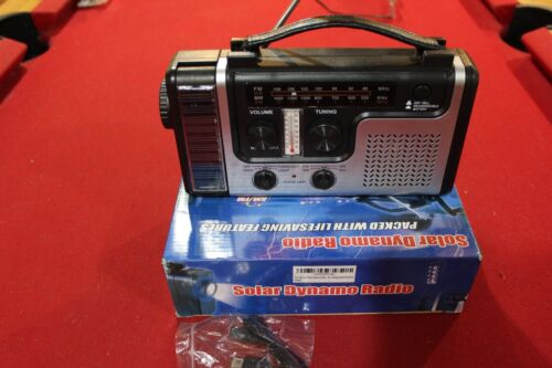 EMERGENCY SOLAR DYNAMO RADIO AM FM WEATHER BAND SHORTWAVE CRAND SOLAR CHARGED
