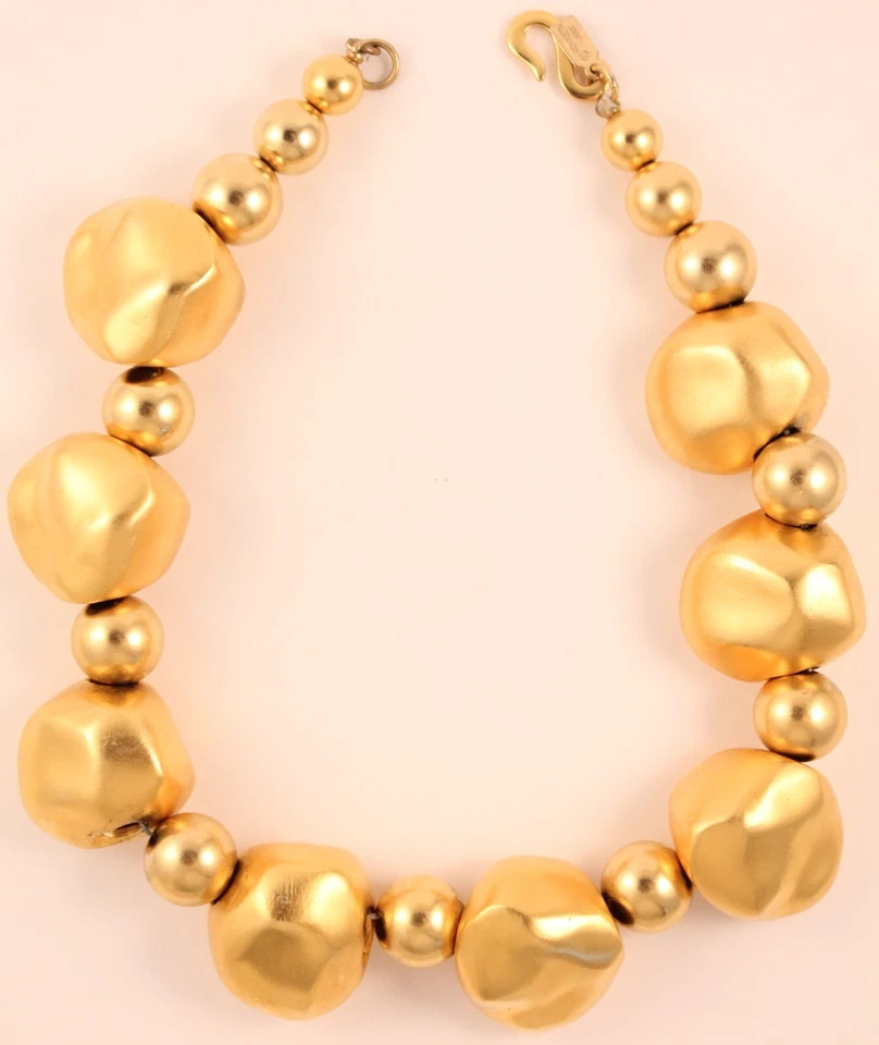 Gargantilla gruesa dorada vintage Kenneth Jay Lane formas de piedra y cuentas años 80 Foto 2 de 4
