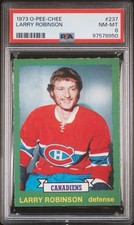 1973 O-Pee-Chee #237 Larry Robinson, PSA 8 #97578950, Montreal Canadians