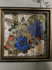 Curio Butterfly Skull Flower Collage Art with Real Materials.