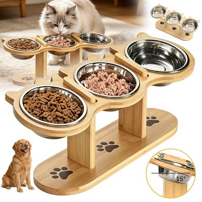 Katzennapf Erhöht Futternapf Katze 3er Set Fressnapf Katze Holz Katzenfressnapf