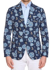 SARTORIA PARTENOPEA Blue Floral Cotton Jacket EU 48 NEW US 38 Current Model