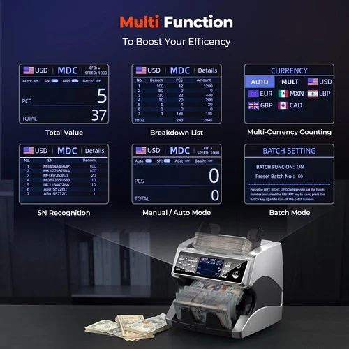 MUNBYN IMC01 Money Counter Machine Mixed Denomination 2CIS UV IR MG MT image 7