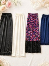 Vintage Vanity Fair Slip Bundle 4 Silky Half Slips M/L Lace Trim Floral Soli