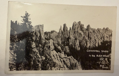 Vintage Postcard Cathedral Spires in The Black Hills South Dakota RPPC
