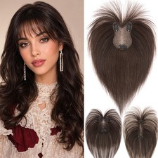 Free Part Clip in Women Lace Topper Wig 100 Remy Human Hair Top Toupee Hairpiece