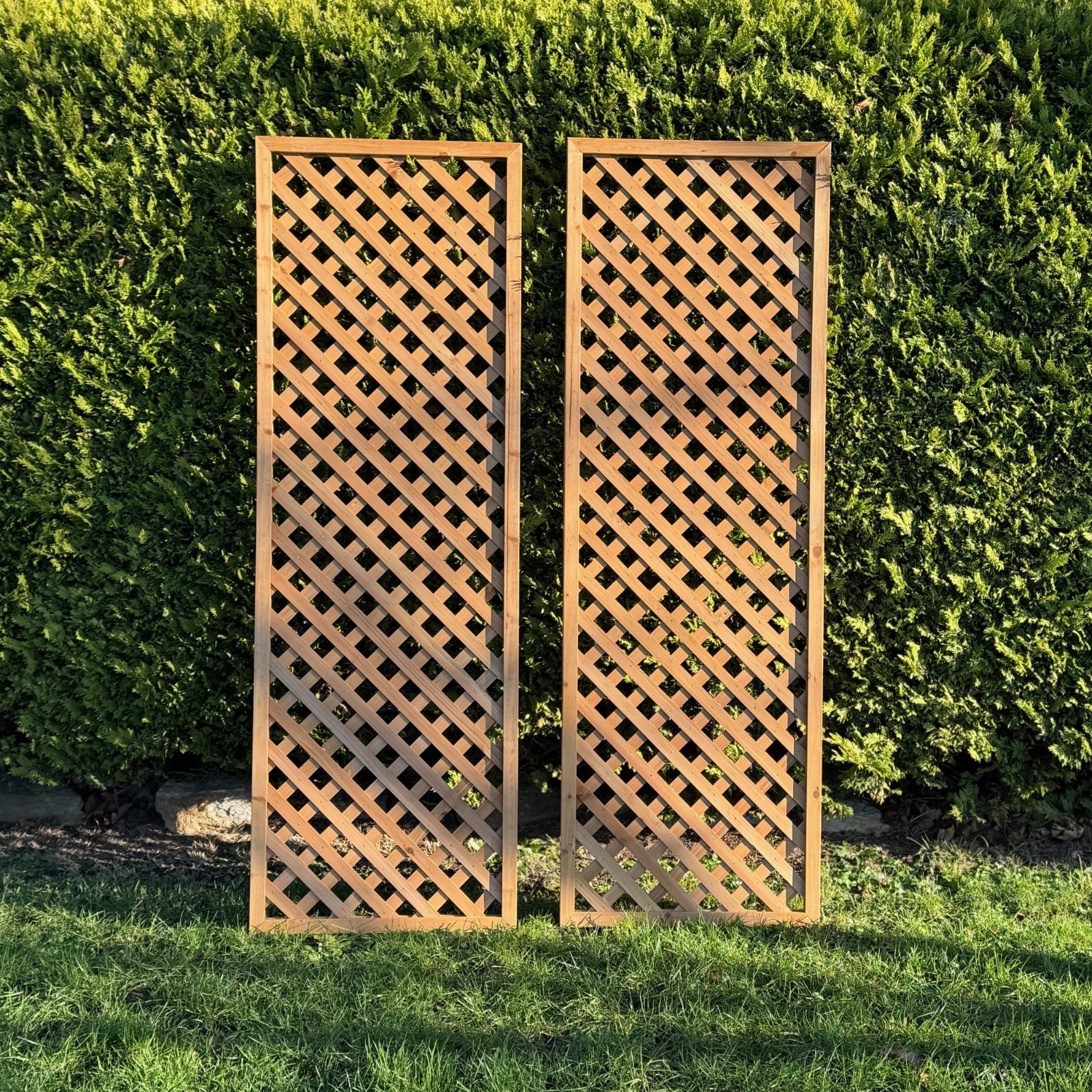 Gardelle Wooden Trellis Fence Panels 180cm x 60cm, Black, Pack of 2 - Image 2