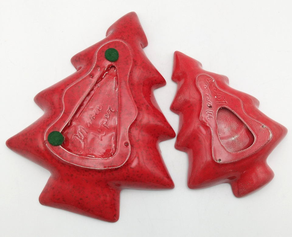 Vintage Red Speckled Stacking Nesting Ceramic Christmas Tree Candy
