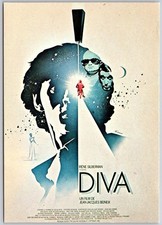 Vintage Diva Movie Poster Art Postcard by F. Nugeron, French 1980s
